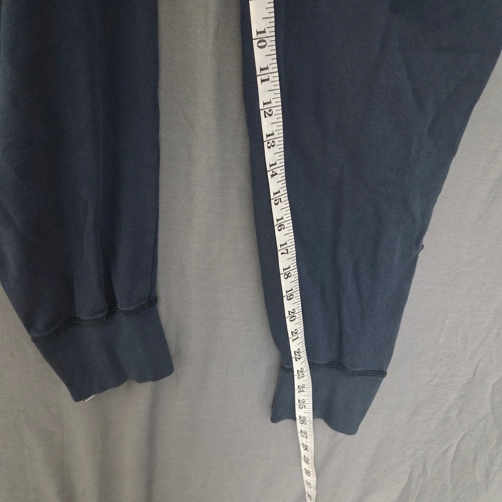 100% Cotton Moto Joggers Navy Blue Quilted Knee Zip Ankle Sweatpants Mens Size M